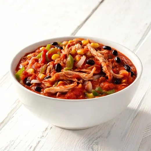 Slow-Cooker Chicken With Black Beans and Corn: 436 kcal, 50 g protein, grade A