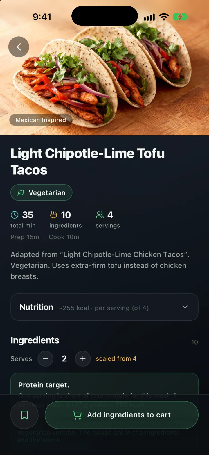Light Chipotle-Lime Tofu Tacos, the vegetarian version
